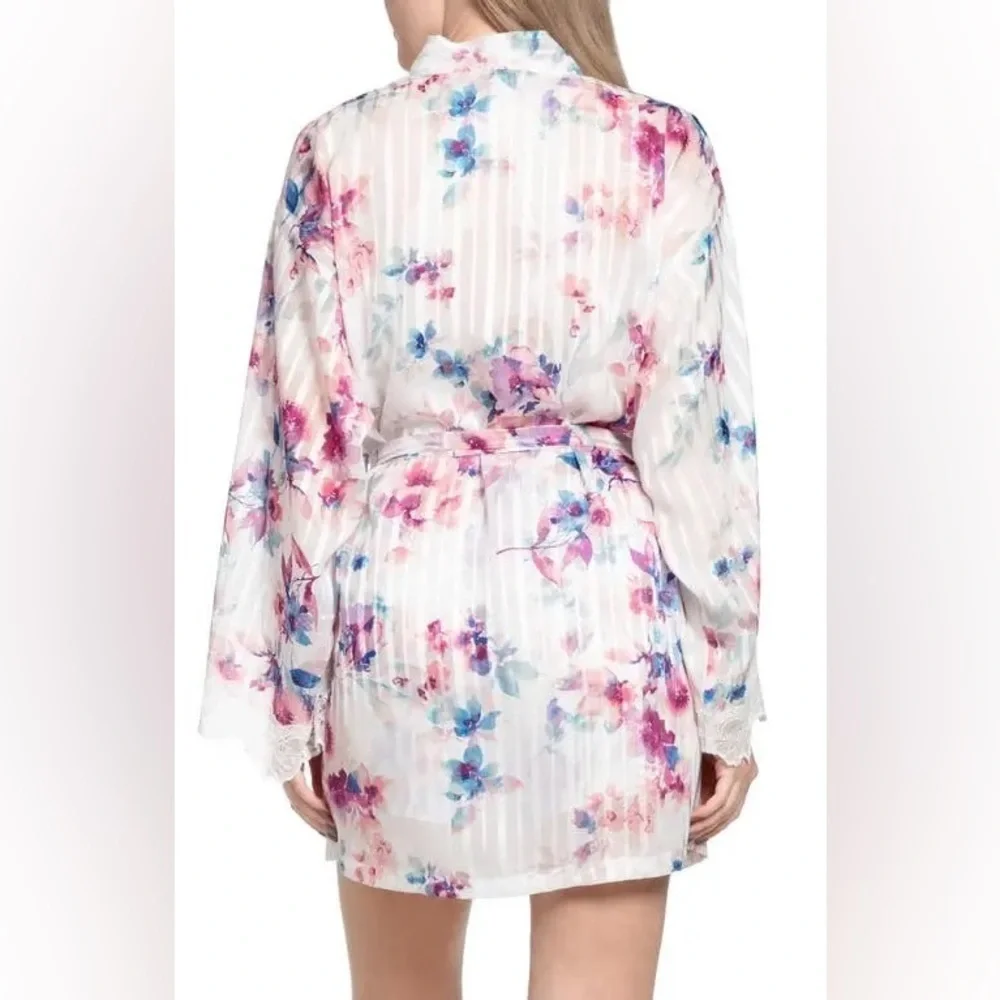 In Bloom by Jonquil Floral Sheer Robe w/ Lace Trim